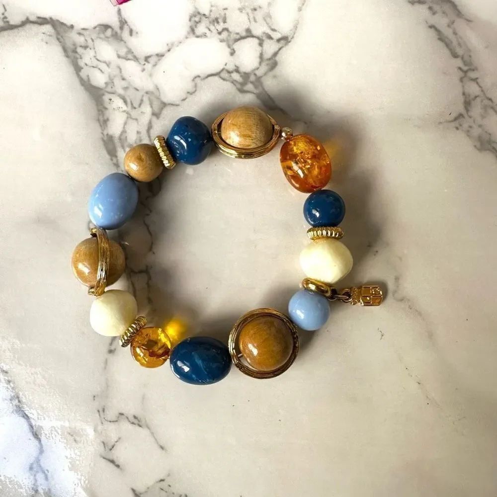 Liz Claiborne orange and blue stretchy bracelet